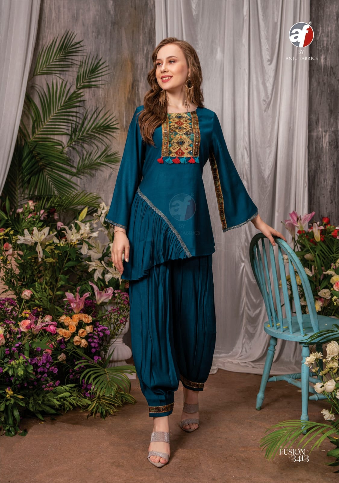 Fusion Vol 3 Afghani Style Kurti With Bottom Catalog